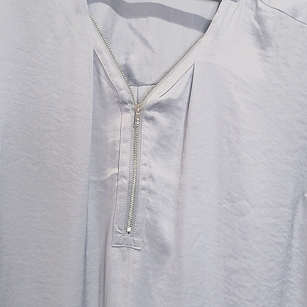 Ellos Satin Polyester Zip Front Woman Plus 22/24 Roll Sleeve Tunic